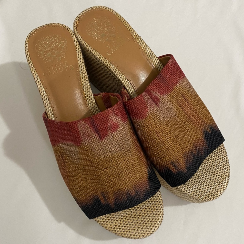 Vince Camuto Gadgen Wedge Sandals Tie Dye Hippie Boho Chunky Size 9.5 M (41) - Picture 3 of 12